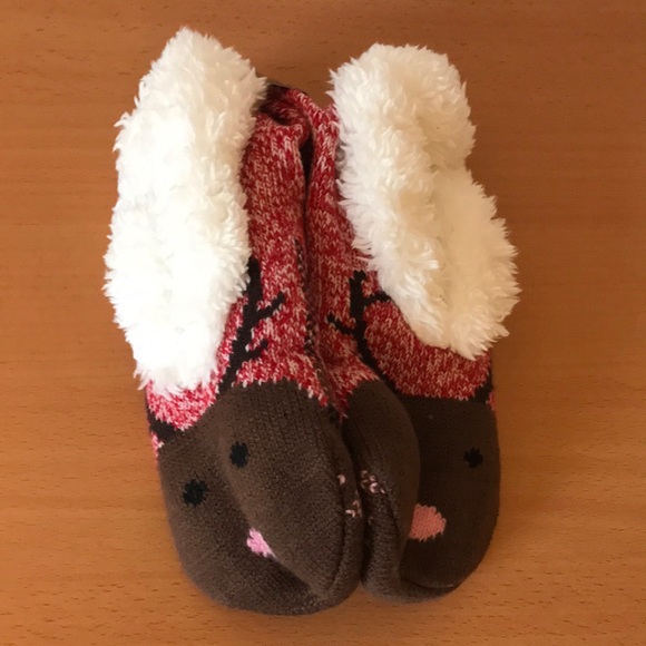 Reindeer Slipper Socks with Grippers - Picture 2 of 4
